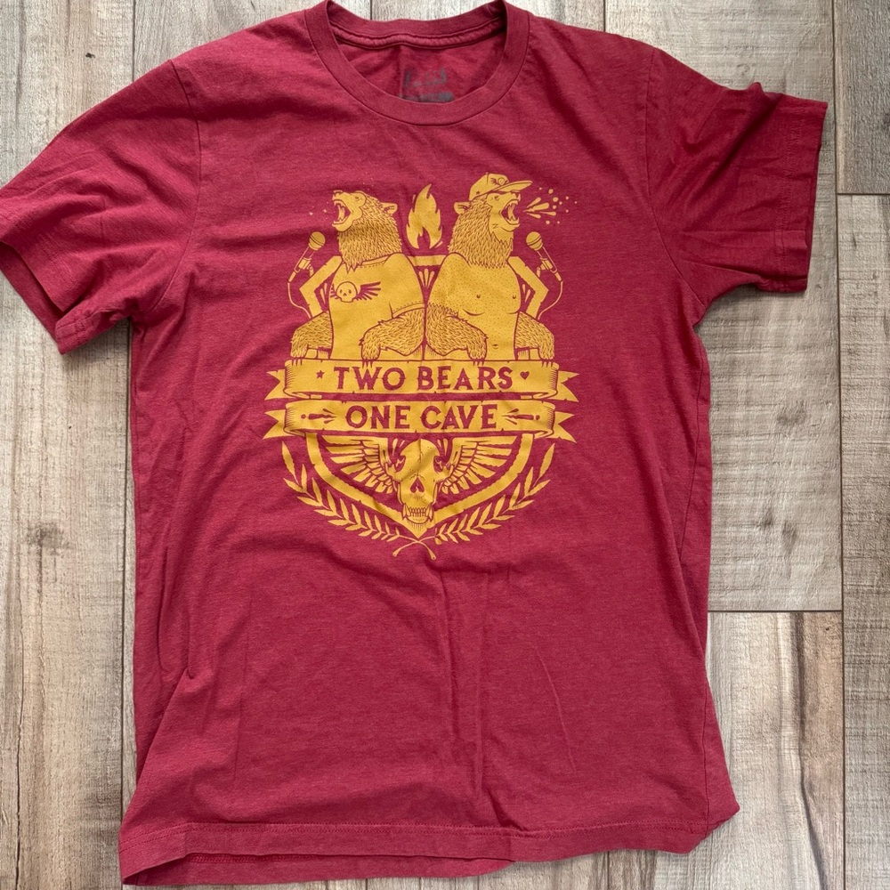 Two Bears One Cave podcast Red Graphic T-Shirt